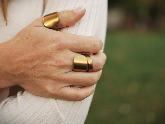 Gold Spoon Ring, Stainless Steel: Choose Wrap Style, Size, and Personalization Options