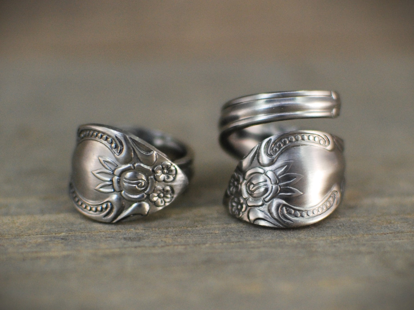 Lisette Spoon Ring, Stainless Steel: Choose Wrap Style, Size, and Personalization Options