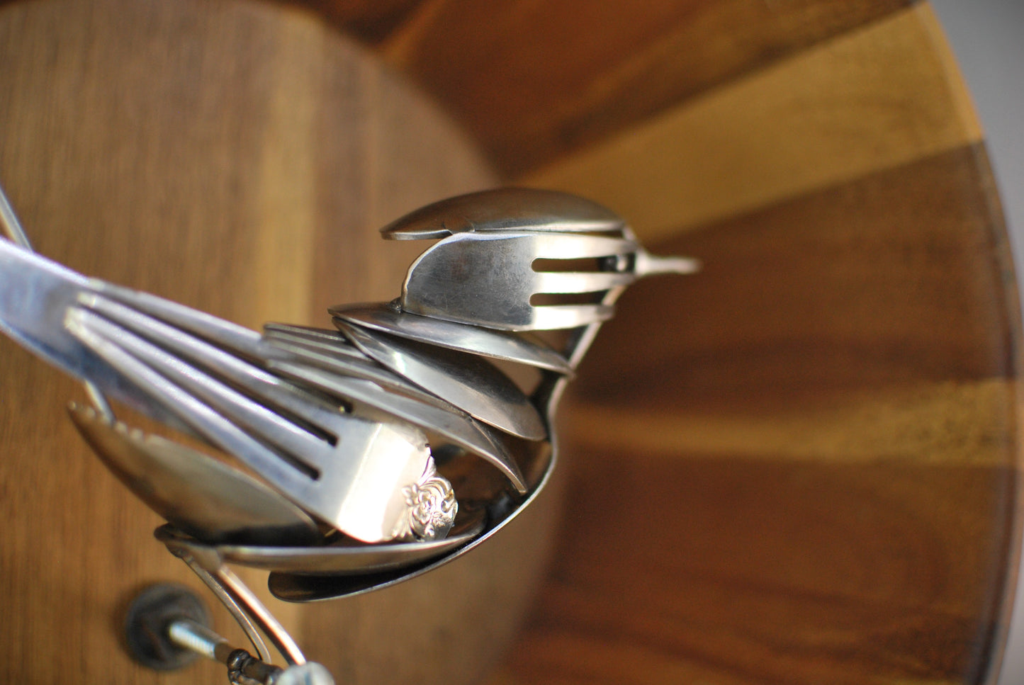 Songbird Sculpture, Spoon Bird, Silverware Art, Metal Bird Sculpture, Bird Art, Gift for Bird Lover, Wall Art, Bird Art