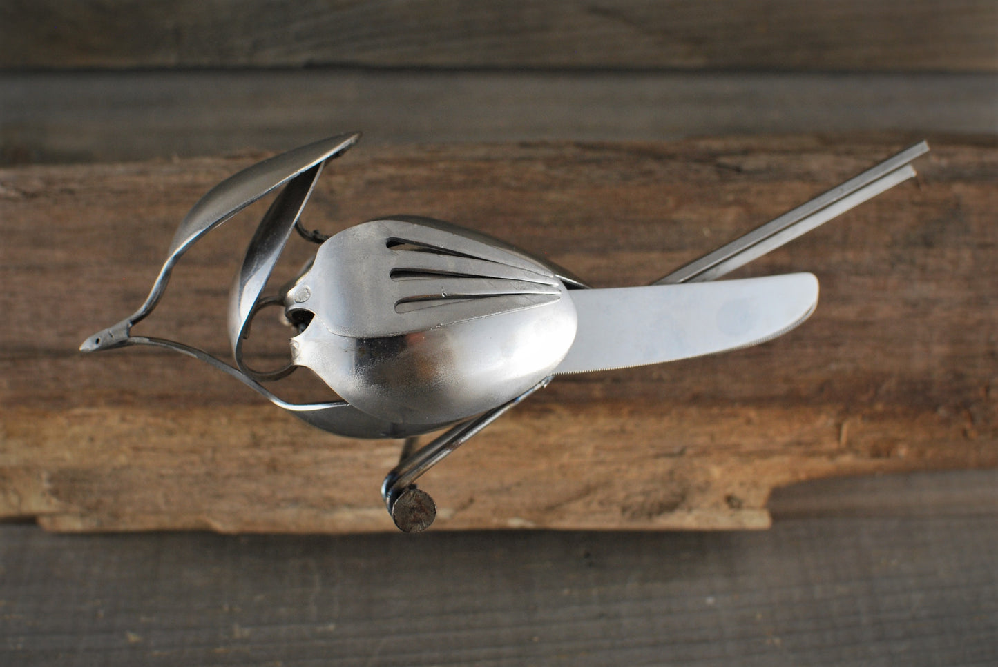 Cardinal Sculpture, Spoon Bird, Silverware Art, Metal Bird Sculpture, Bird Art, Gift for Bird Lover, Wall Art, Bird Art