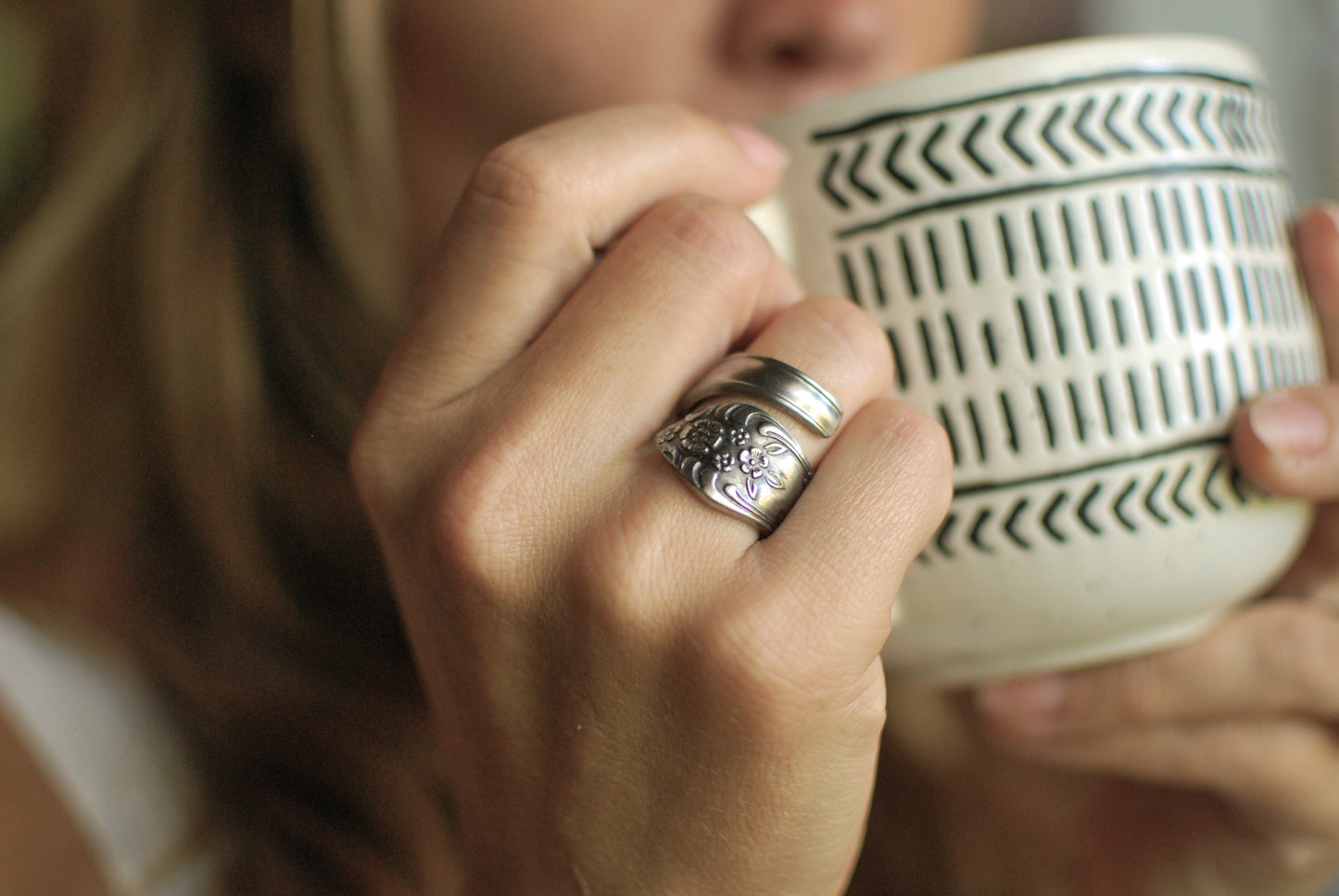 Dream Rose Spoon Ring, Stainless Steel