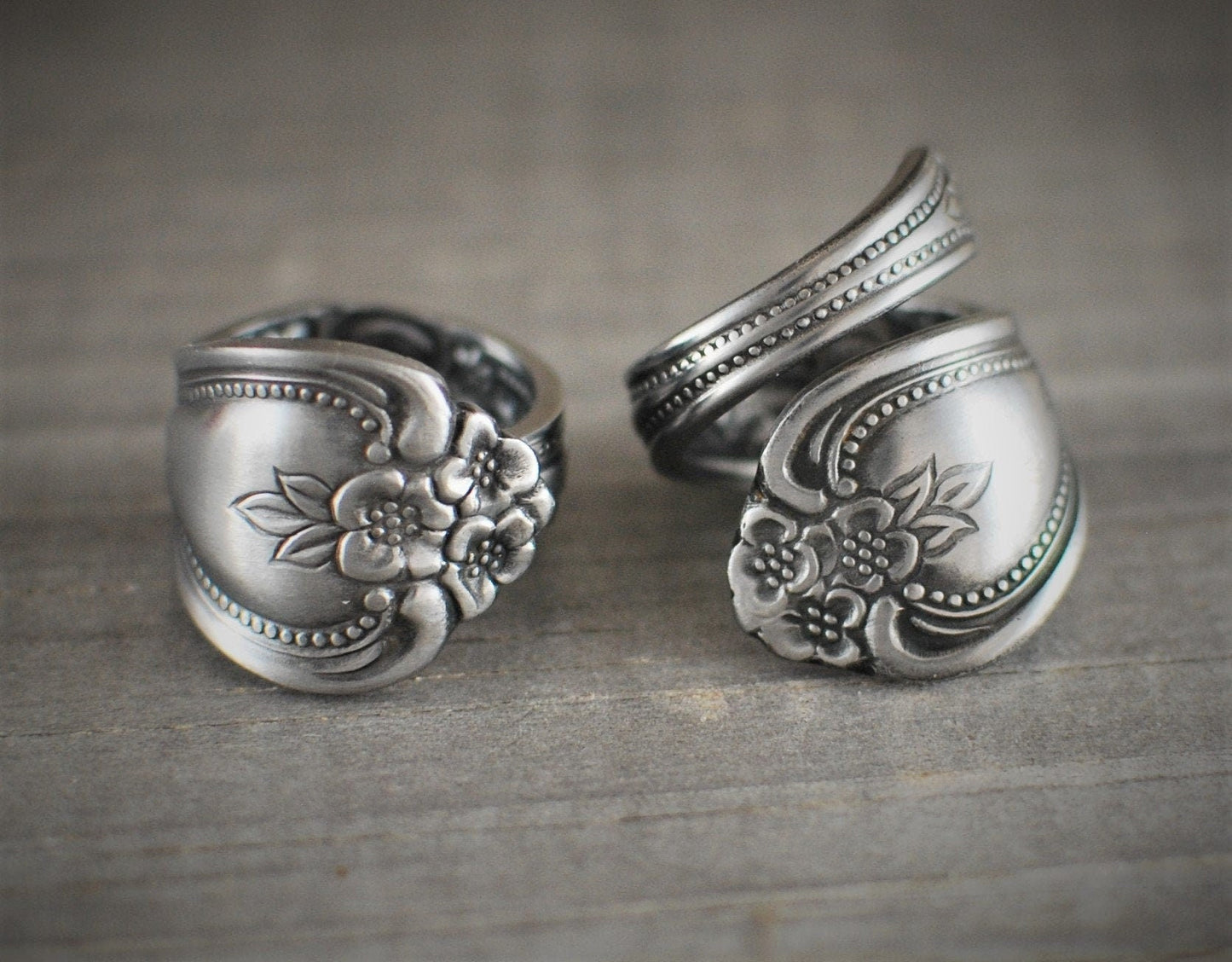 Precious Rose Spoon Ring, Stainless Steel: Choose Wrap Style, Size, and Personalization Options