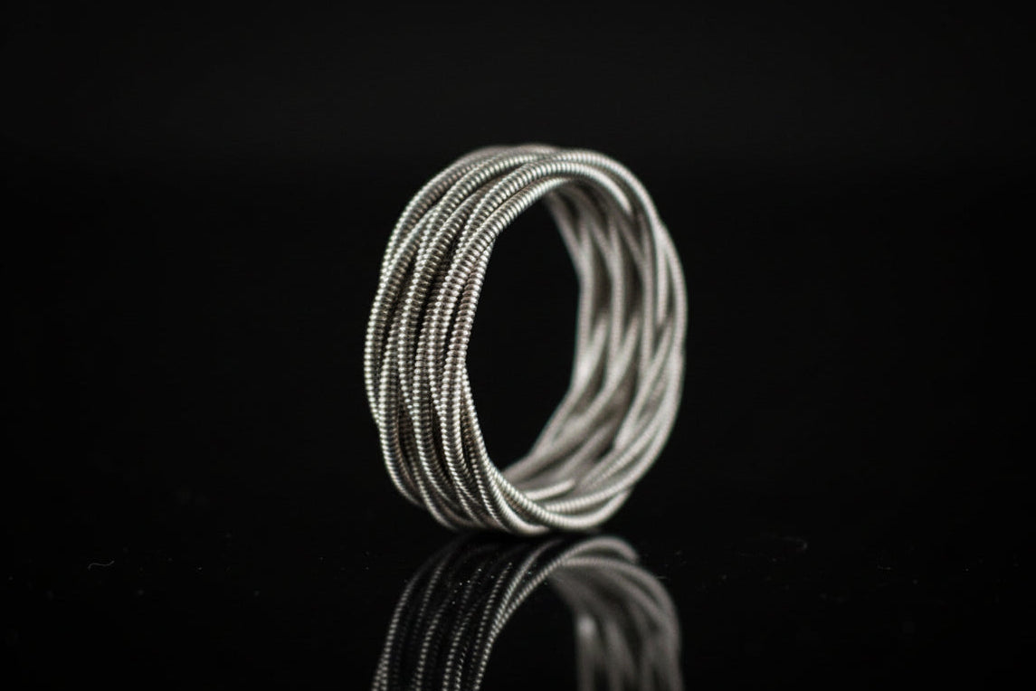 Stacked Guitar String Ring: Recycled Silver Music Jewelry