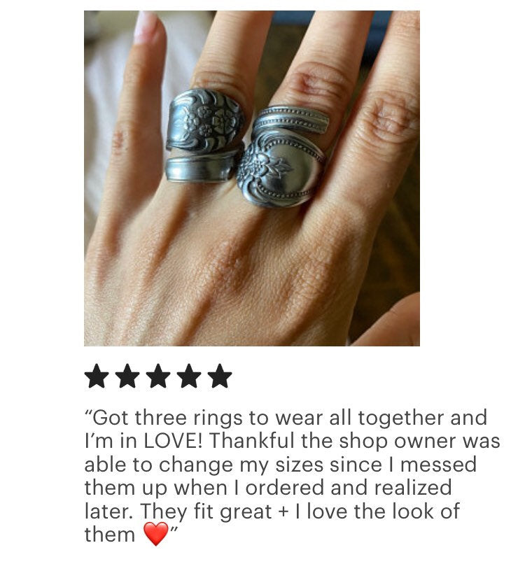 Mystery Spoon Ring: Minimalist Stainless Pattern Made to Size