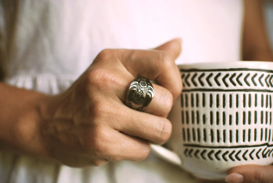 Dream Rose Spoon Ring, Stainless Steel: Choose Wrap Style, Size, and Personalization Options