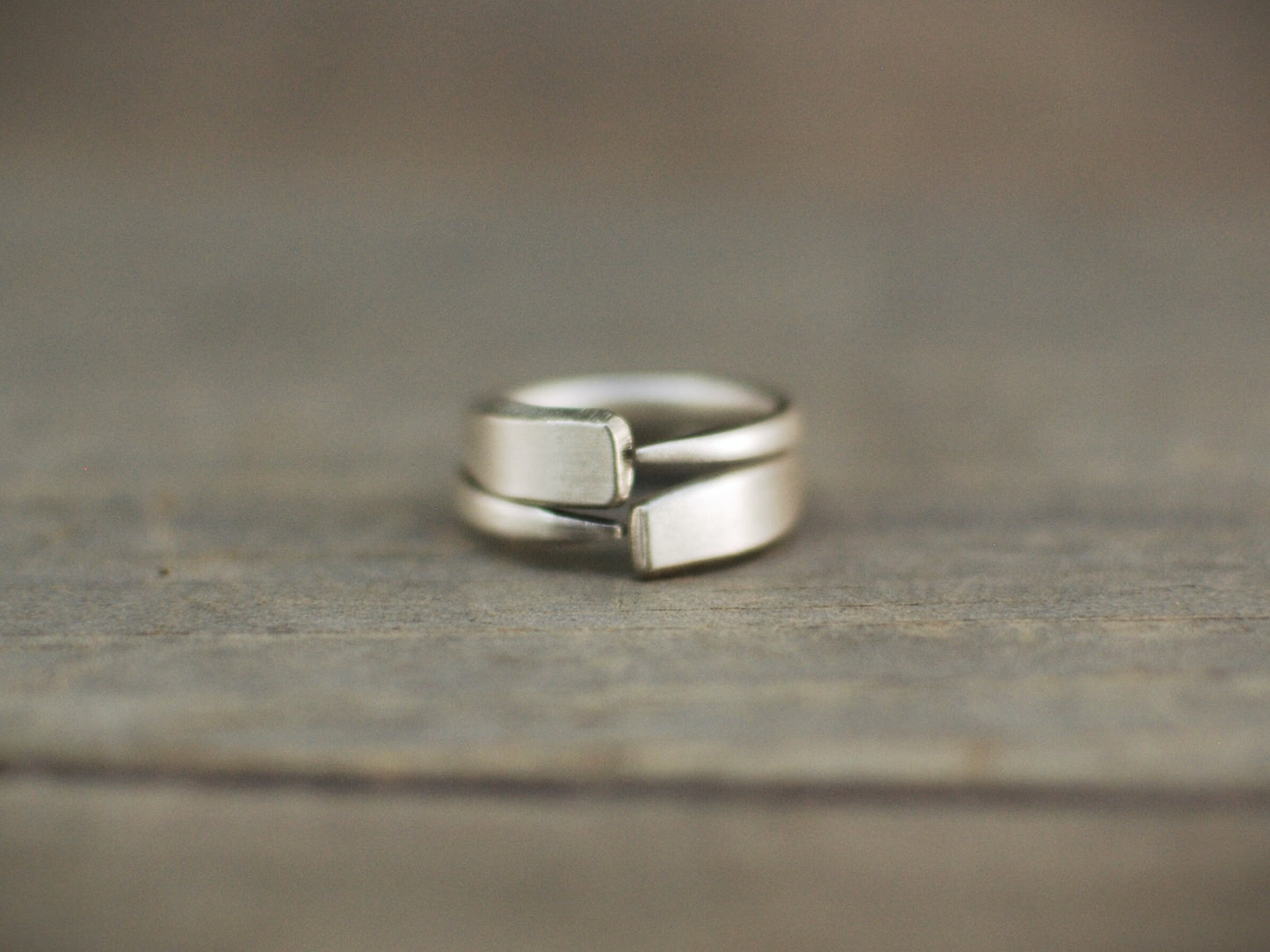 Recycled Silver Plated Fork Ring: Handcrafted Stacking Jewelry, Optional Personalization