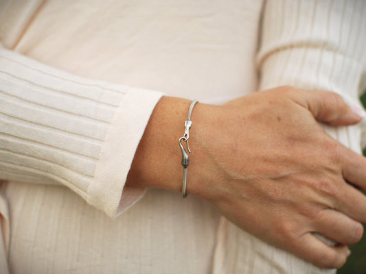 Recycled Bass String Bracelet: Hook and Eye Clasp, Musician Gift