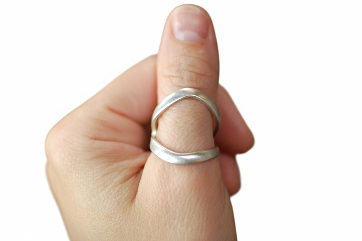 Recycled Silverware Fork Tine Ring: Boho Silver Plated Jewelry