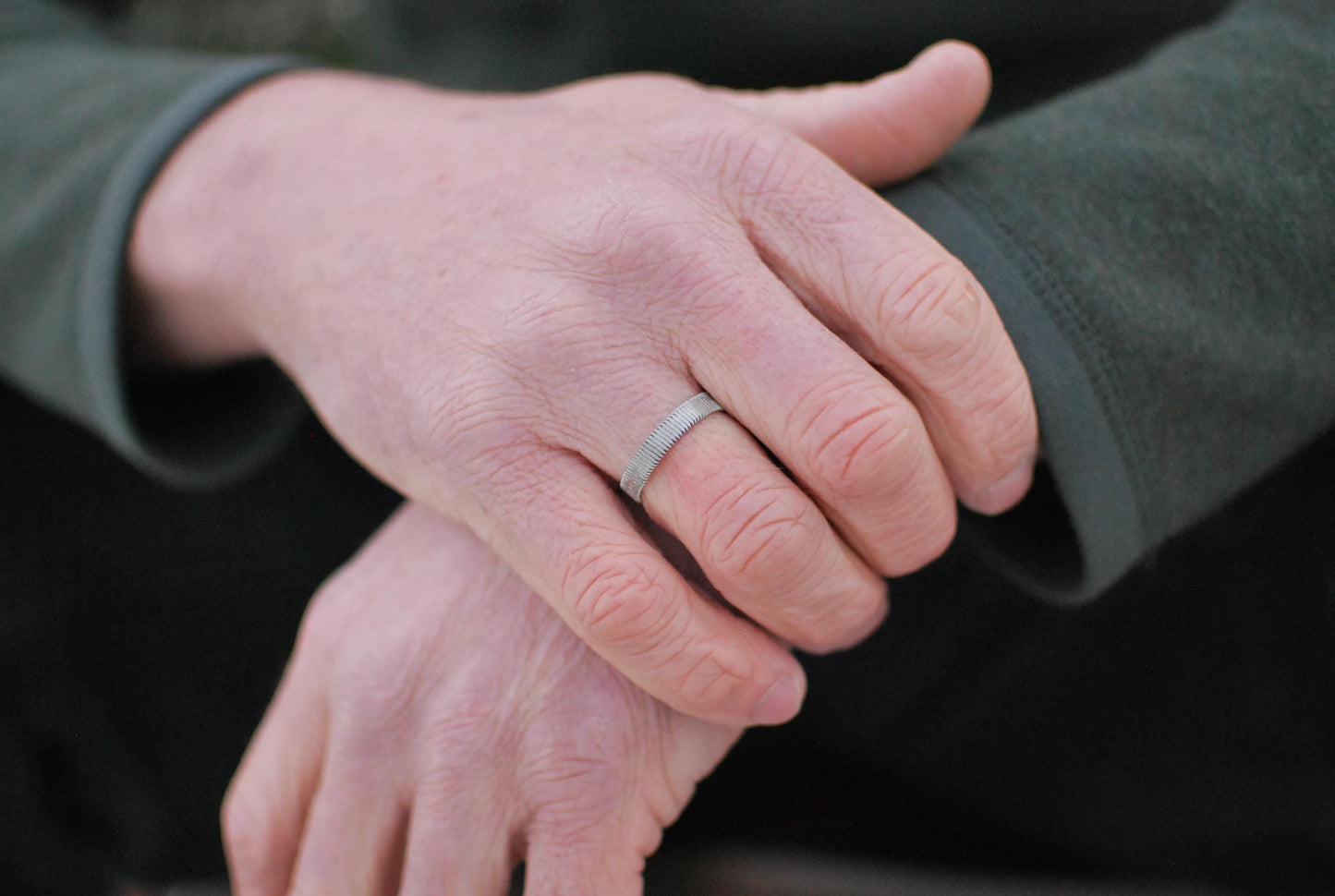 Hammered Bass Guitar String Ring: Recycled Music Jewelry