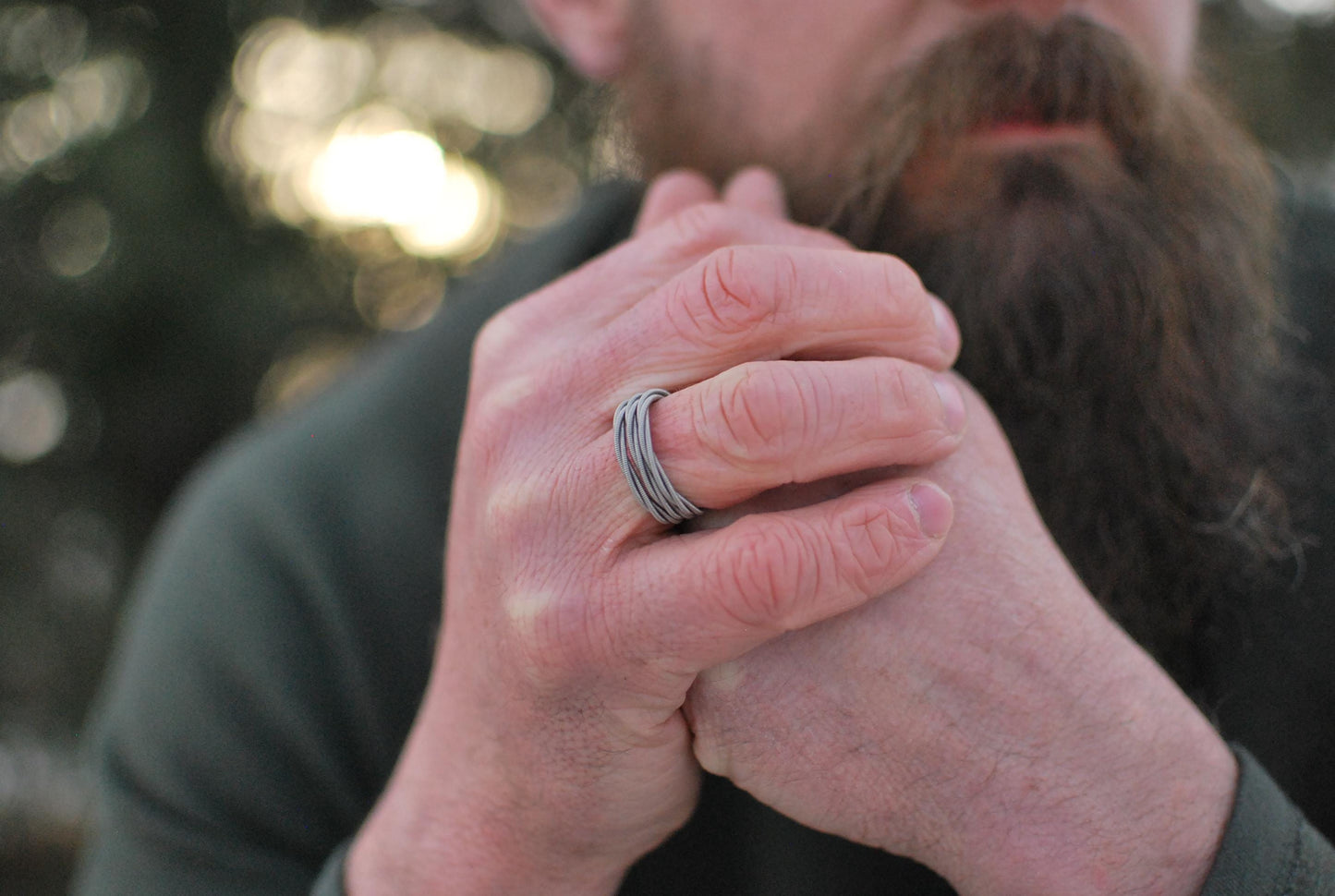 Stacked Guitar String Ring: Recycled Silver Music Jewelry