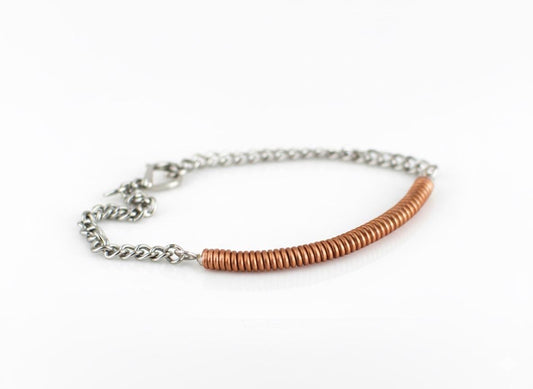 Recycled Piano String Bracelet: Musician Gift, Copper Wire Jewelry