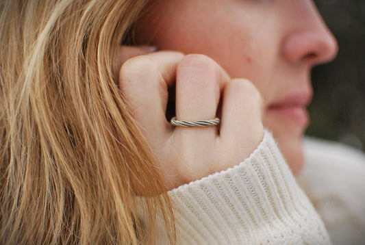 Twisted Guitar String Ring: Recycled Copper Jewelry, Gift for Guitarist