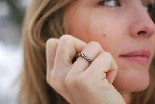 Hammered Recycled Guitar String Ring: Twisted Music Jewelry