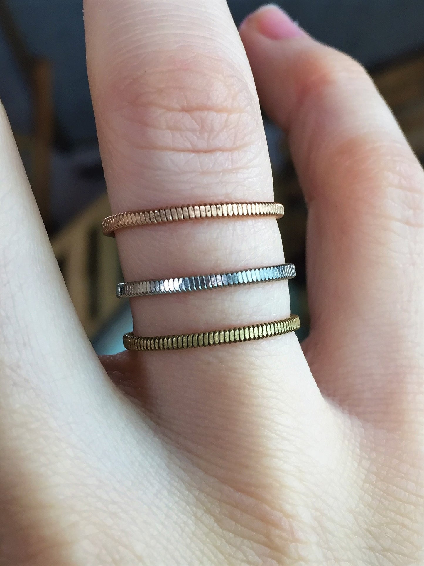 Guitar String Ring, Stacker Ring, Midi Ring, Knuckle Ring, Thin Ring, Skinny Ring, Hammered Ring, Stacking Rings, Copper Ring, Bronze Ring