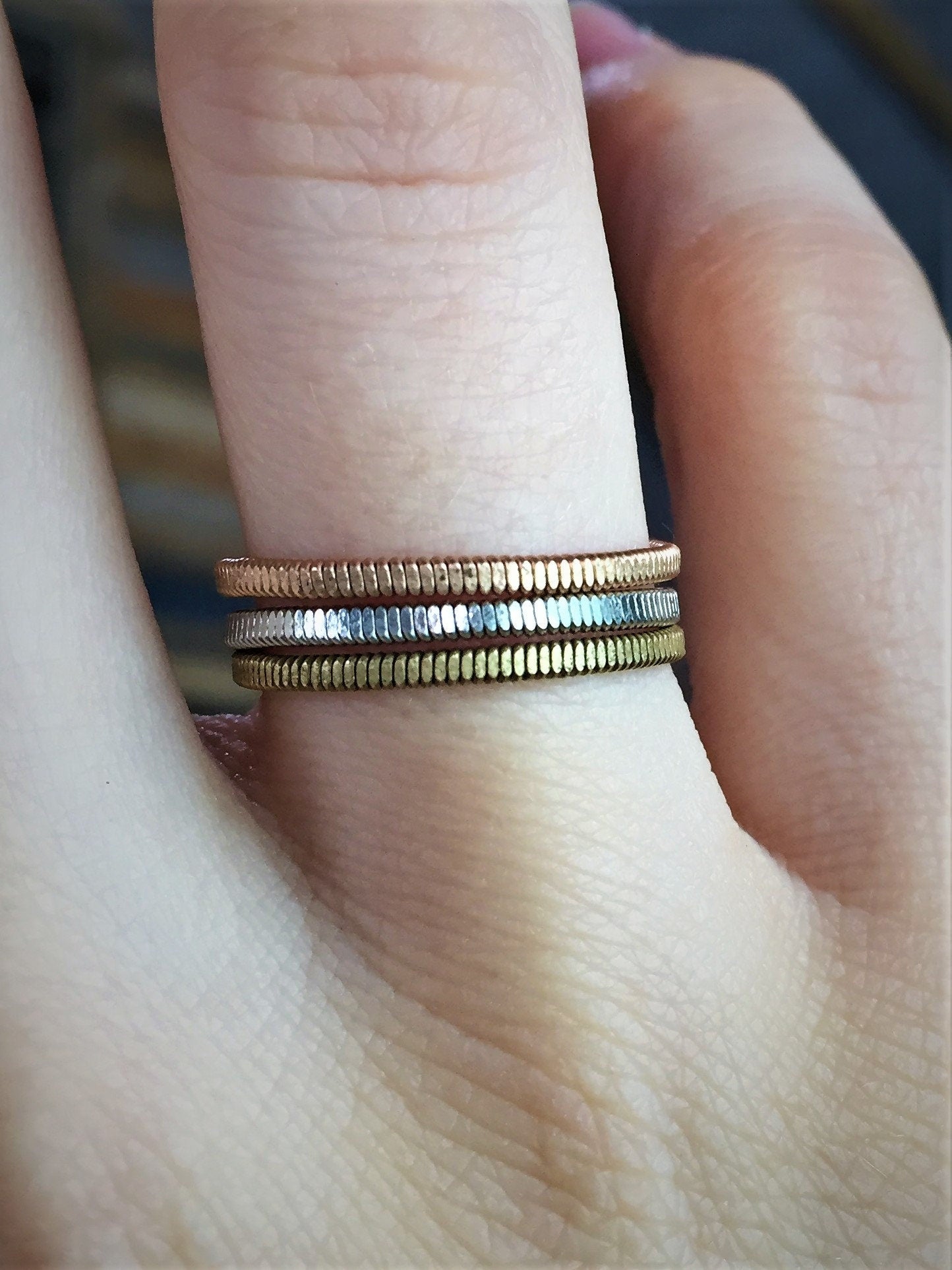 Guitar String Ring, Stacker Ring, Midi Ring, Knuckle Ring, Thin Ring, Skinny Ring, Hammered Ring, Stacking Rings, Copper Ring, Bronze Ring