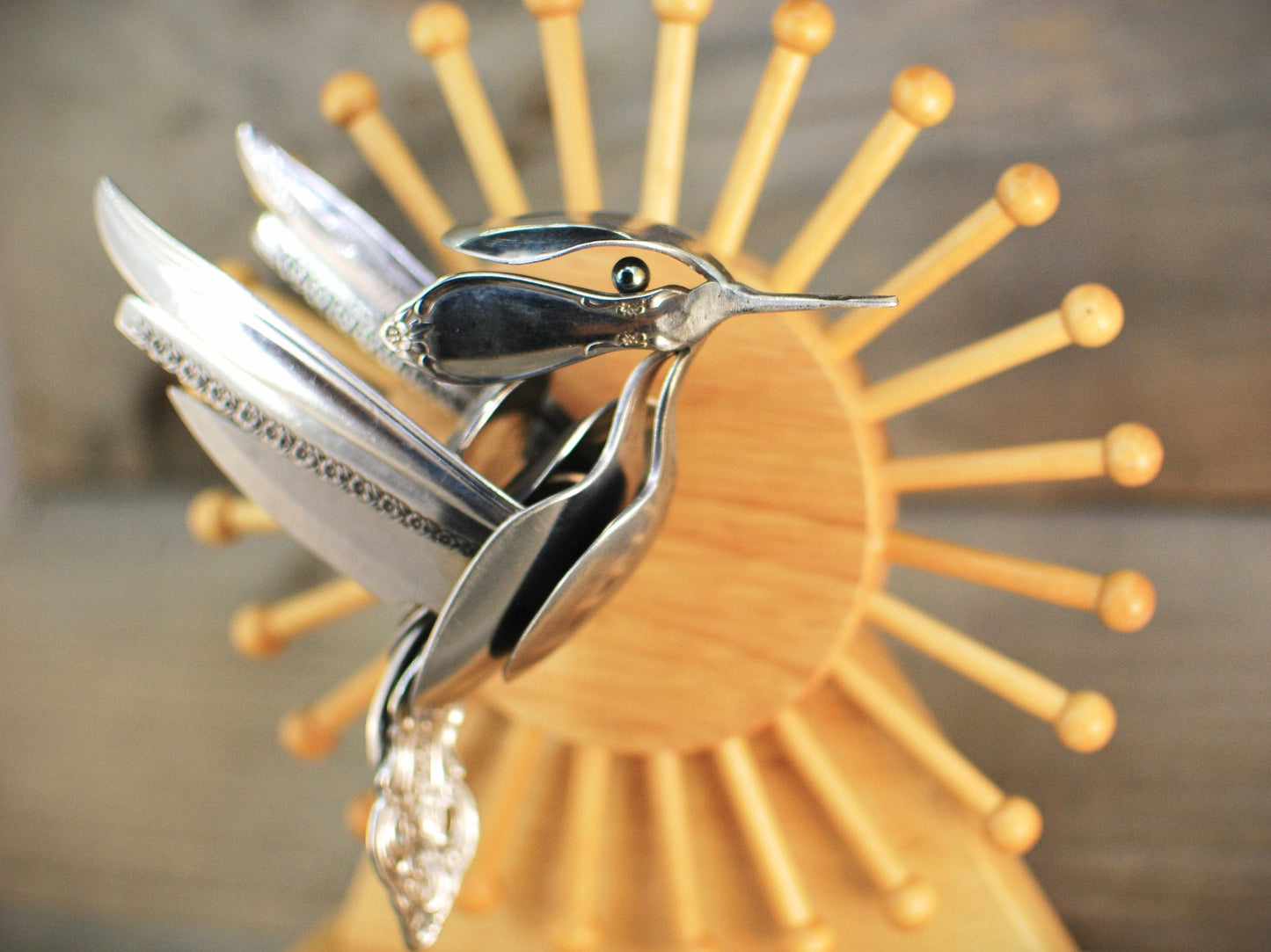 Hummingbird Sculpture, Spoon Bird, Silverware Art, Metal Bird Sculpture, Bird Art, Gift for Bird Lover, Wall Art, Bird Art