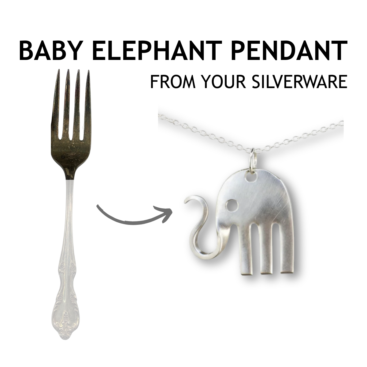 Memorial Jewelry And Keepsakes from YOUR Silverware: Baby Elephant Pendant