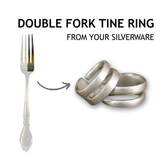 Memorial Jewelry And Keepsakes from YOUR Silverware: Double Fork Tine Ring (Copy)