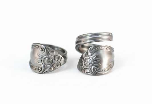Lisette Spoon Ring, Stainless Steel: Choose Wrap Style, Size, and Personalization Options