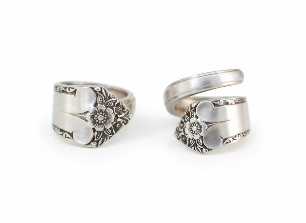 Star Light Spoon Ring, Stainless Steel: Choose Wrap Style, Size, and Personalization Options