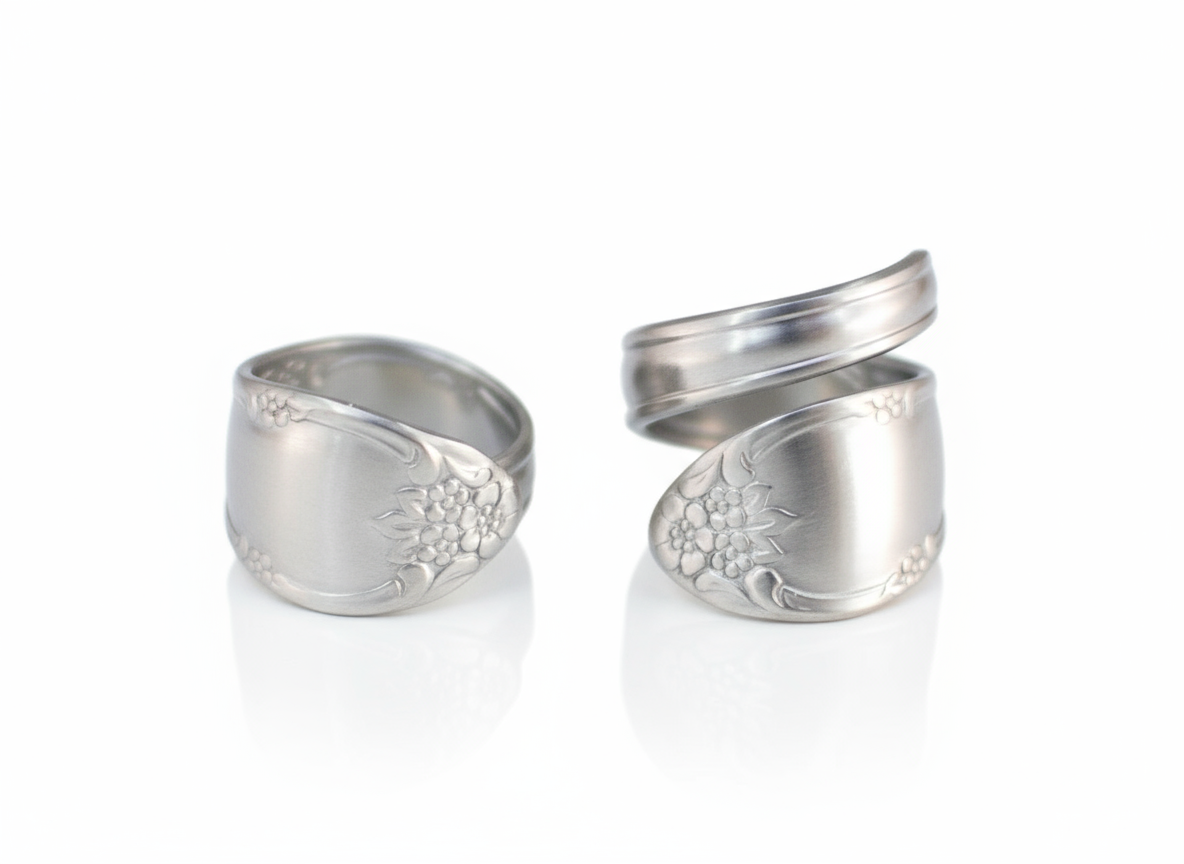 Day Dream Spoon Ring, Stainless Steel: Choose Style, Size, and Optional Personalization