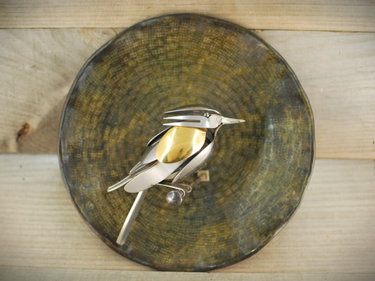 Welded Bird Sculpture, Silverware Bird, Bird Made From Silverware, Bird Lover Gift, Songbird Art, Bird Wall Art, Jay Bird Sculpture