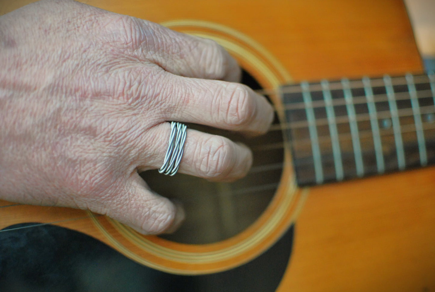 Triple Stack Guitar String Ring, Bronze, Silver