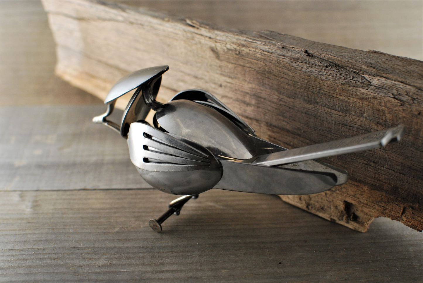 Cardinal Sculpture, Spoon Bird, Silverware Art, Metal Bird Sculpture, Bird Art, Gift for Bird Lover, Wall Art, Bird Art