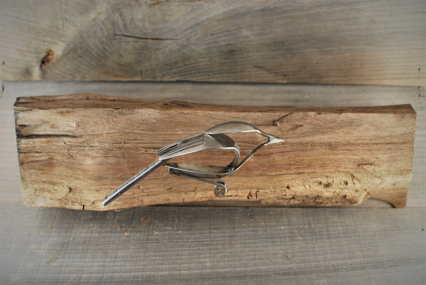 Sparrow Sculpture, Spoon Bird, Silverware Art, Metal Bird Sculpture, Bird Art, Gift for Bird Lover, Wall Art, Bird Art