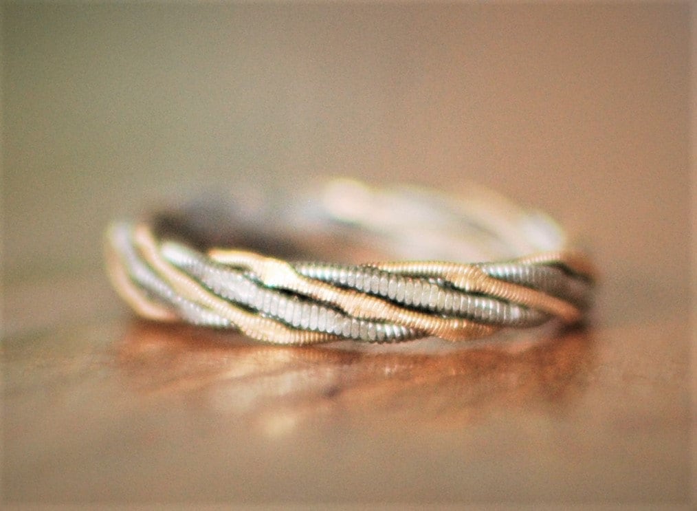 Hammered Recycled Guitar String Ring: Twisted Music Jewelry