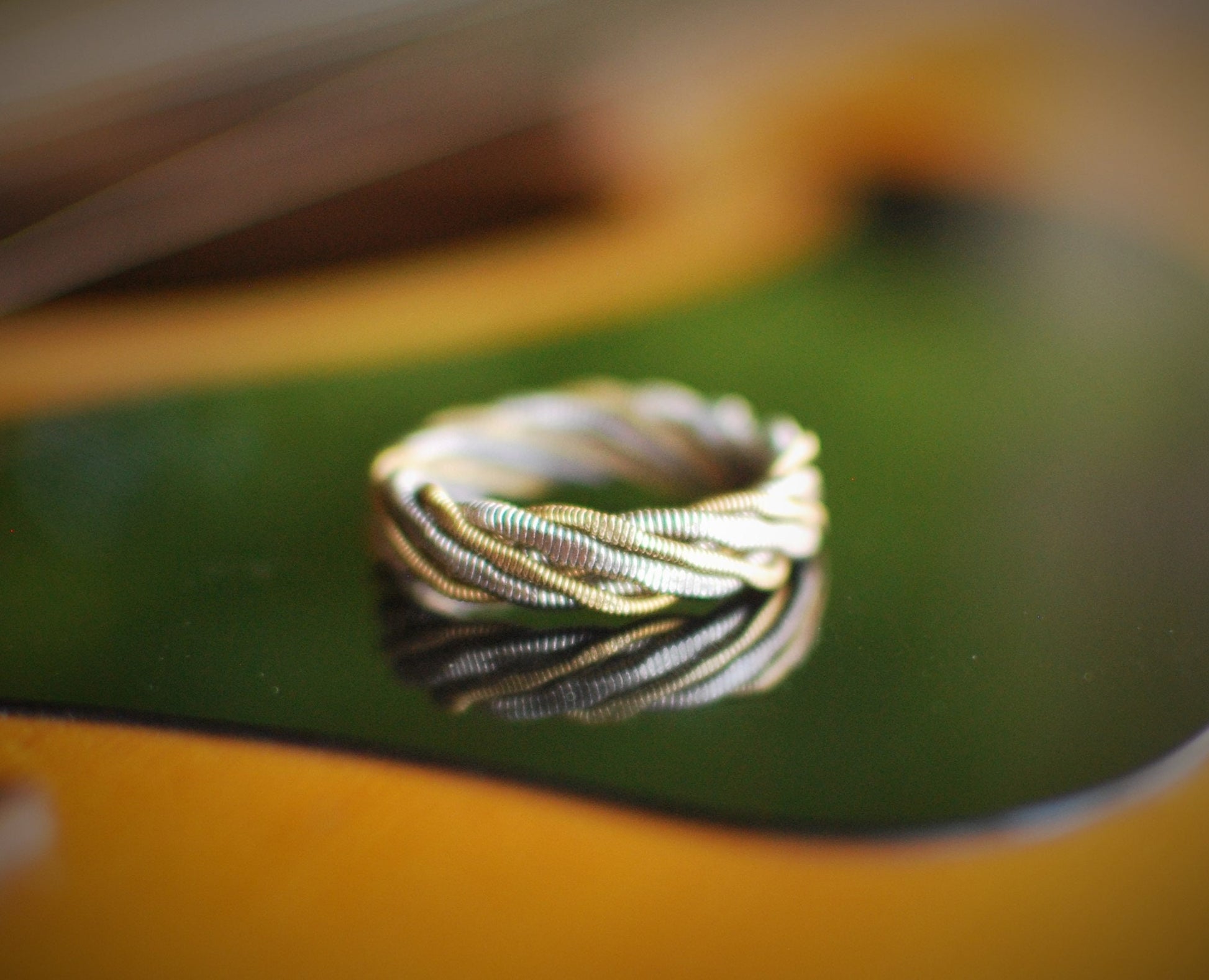 Hammered Recycled Guitar String Ring: Twisted Music Jewelry
