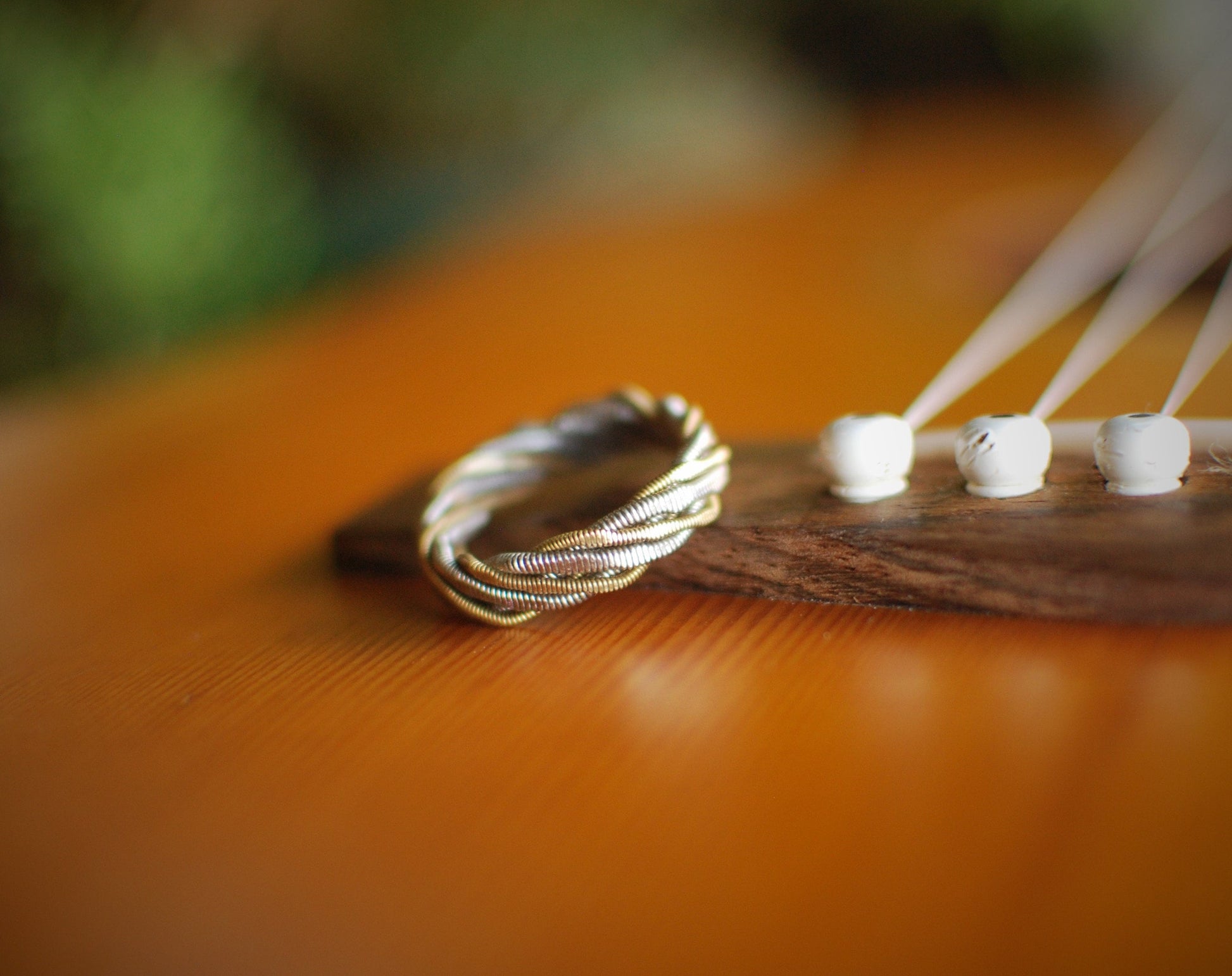 Hammered Recycled Guitar String Ring: Twisted Music Jewelry
