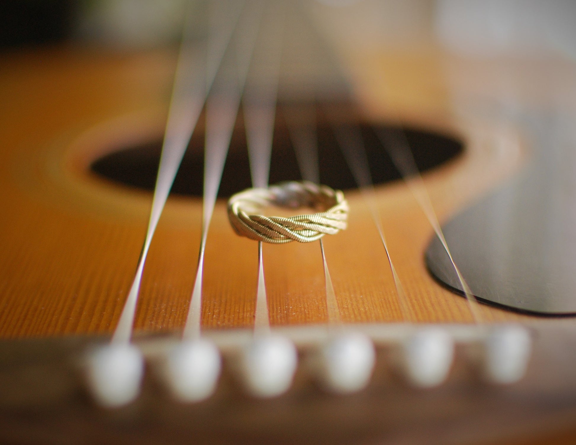 Hammered Guitar String Ring: Gold, Copper, Silver, Recycled Music Jewelry