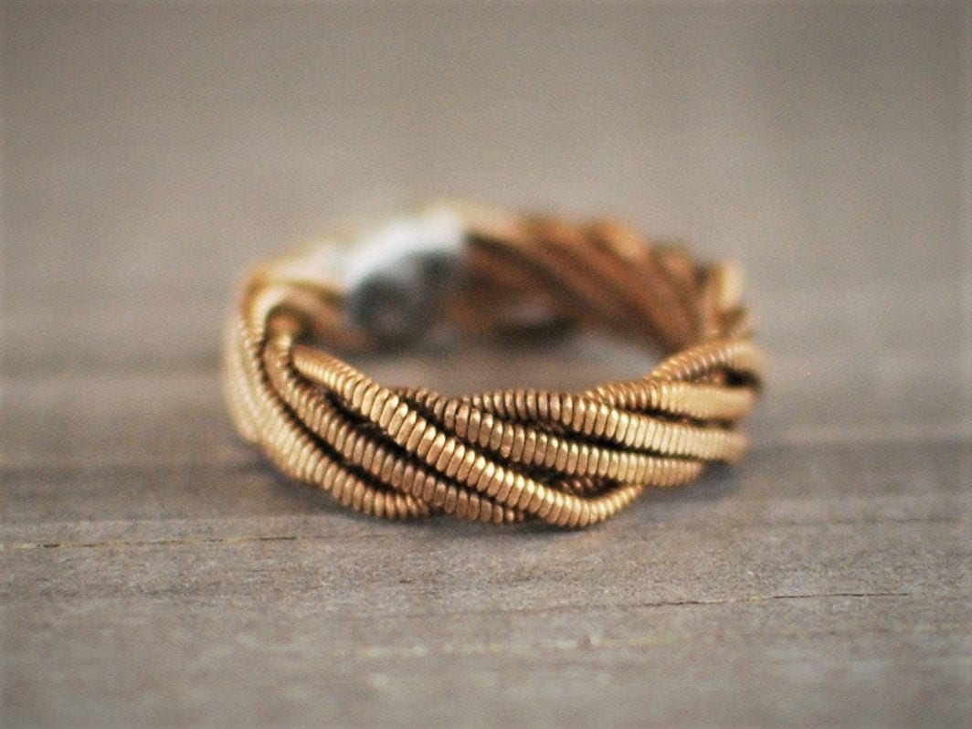 Hammered Guitar String Ring: Recycled Music Jewelry