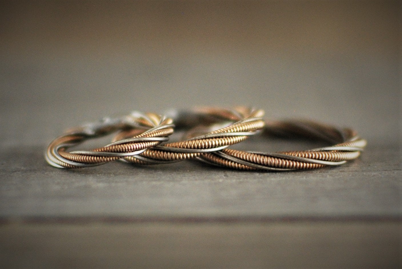 Twisted Guitar String Ring: Recycled Copper Jewelry, Gift for Guitarist