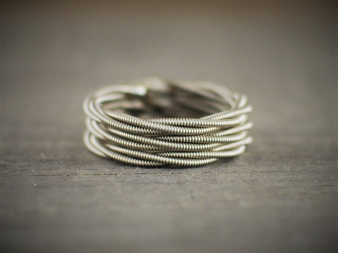 Stacked Guitar String Ring: Recycled Silver Music Jewelry