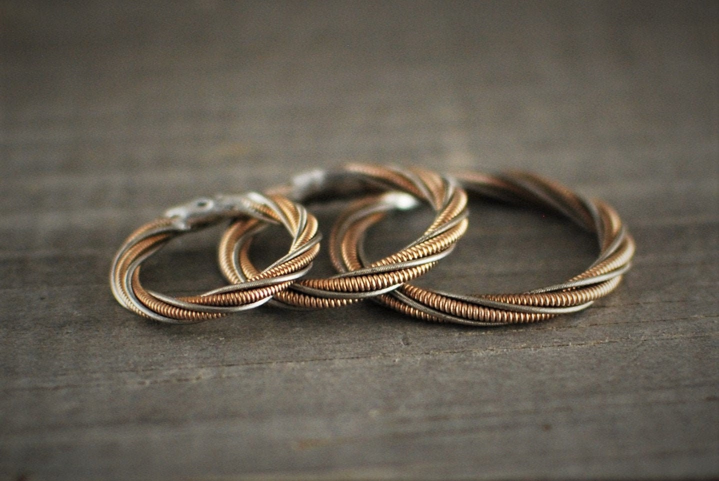 Twisted Guitar String Ring: Recycled Copper Jewelry, Gift for Guitarist