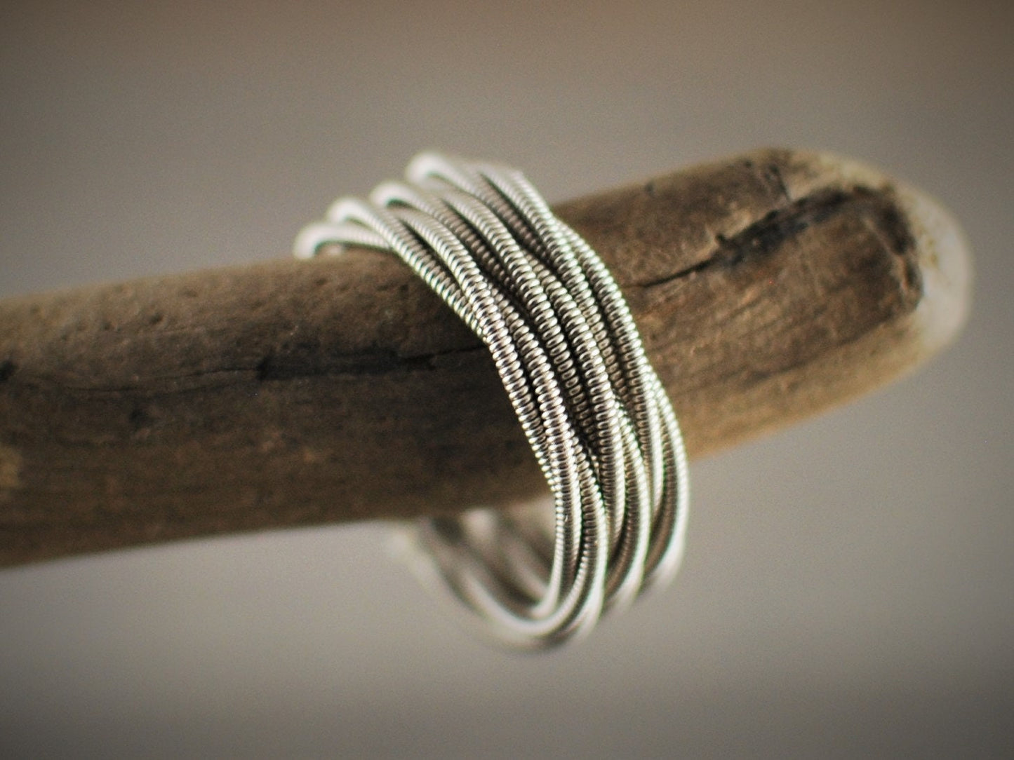 Stacked Guitar String Ring: Recycled Silver Music Jewelry