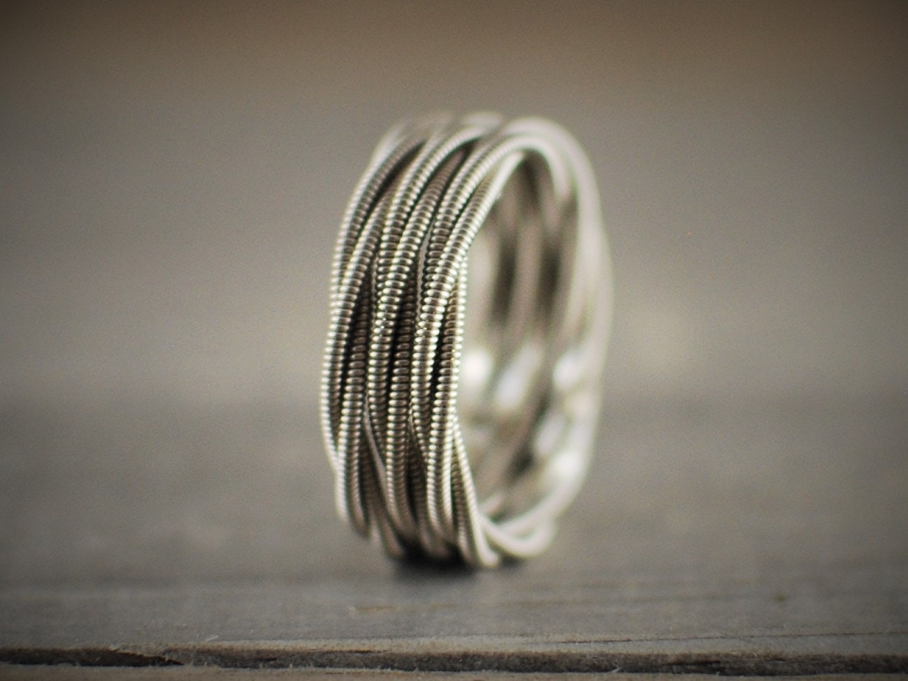 Stacked Guitar String Ring: Recycled Silver Music Jewelry