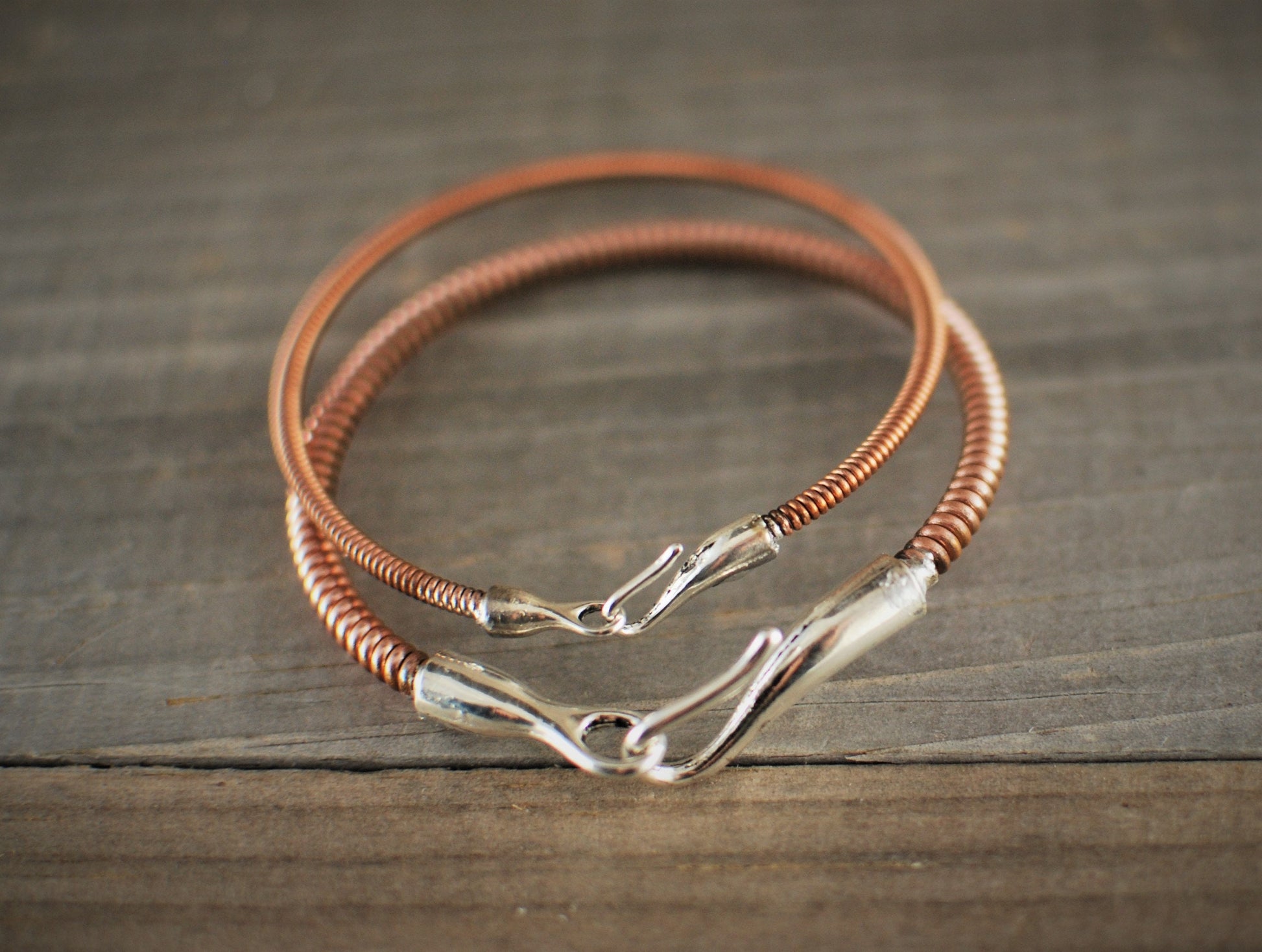 Recycled Piano String Bracelet: Hook and Eye Clasp, Musician Gift