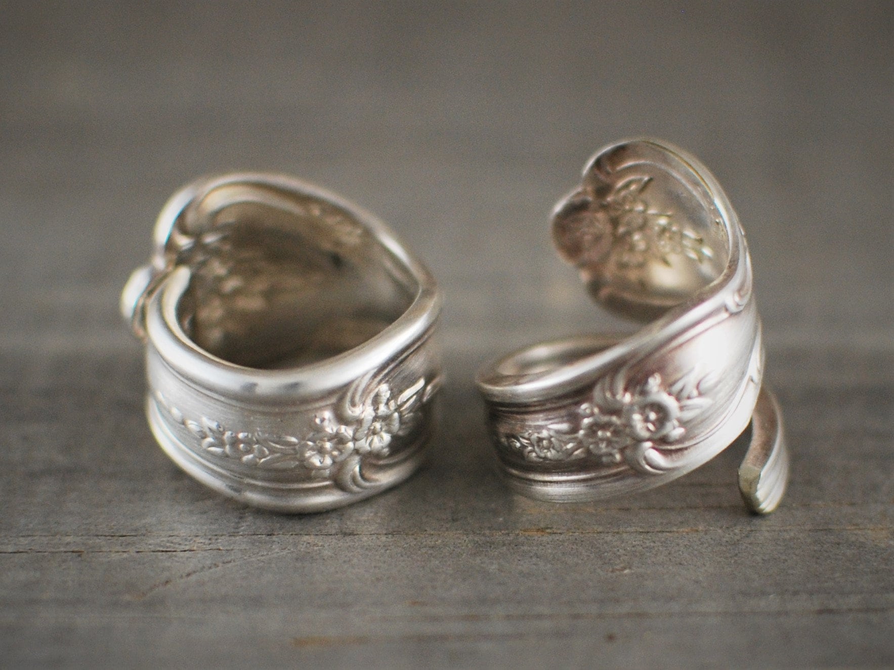 Magnolia Silver Spoon Ring, Fancy Spoon Ring, Rings Vintage, Floral Spoon Ring, Silverware Jewelry, Personalized Ring, Engraving, Spoon Ring
