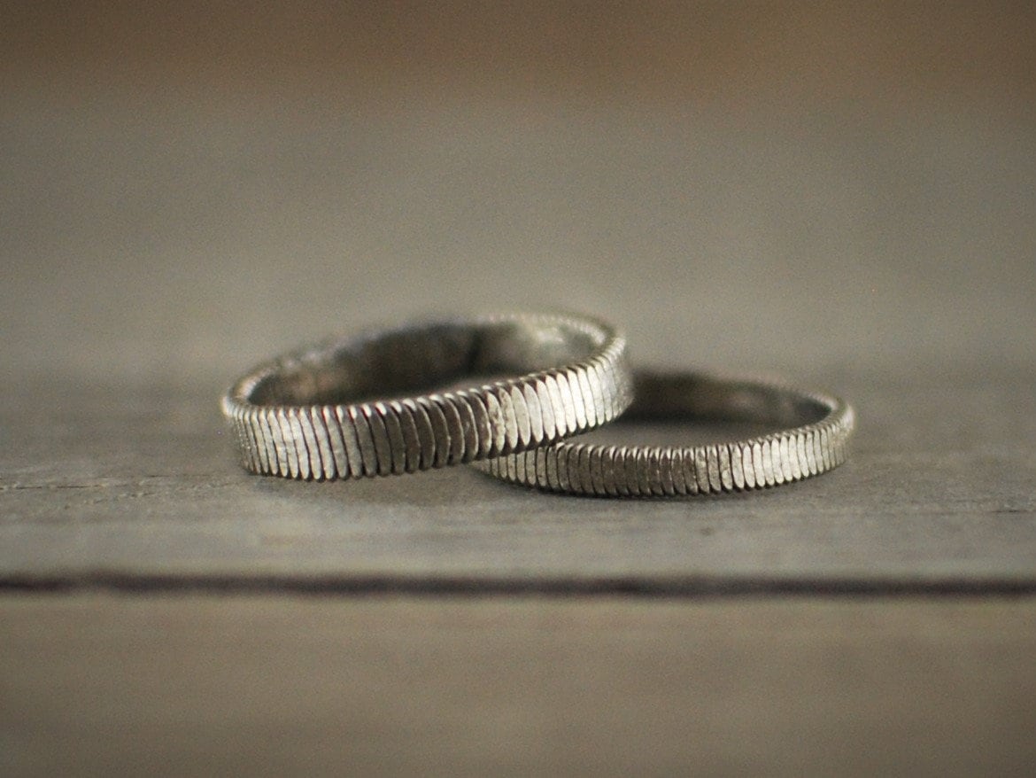 Hammered Bass Guitar String Ring: Recycled Music Jewelry