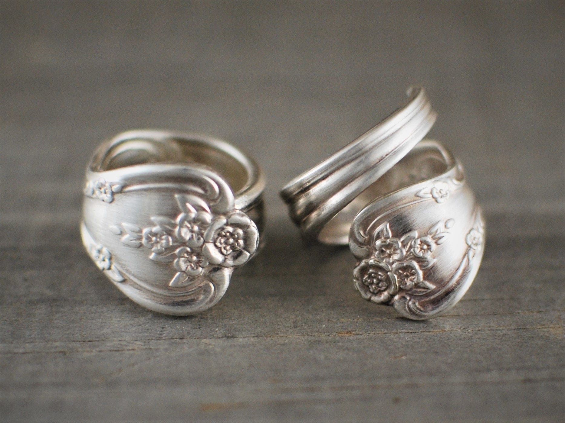 Magnolia Silver Spoon Ring, Fancy Spoon Ring, Rings Vintage, Floral Spoon Ring, Silverware Jewelry, Personalized Ring, Engraving, Spoon Ring