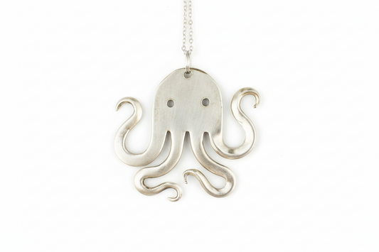 Silver Plated Octopus Fork Pendant: Upcycled Silverware Necklace