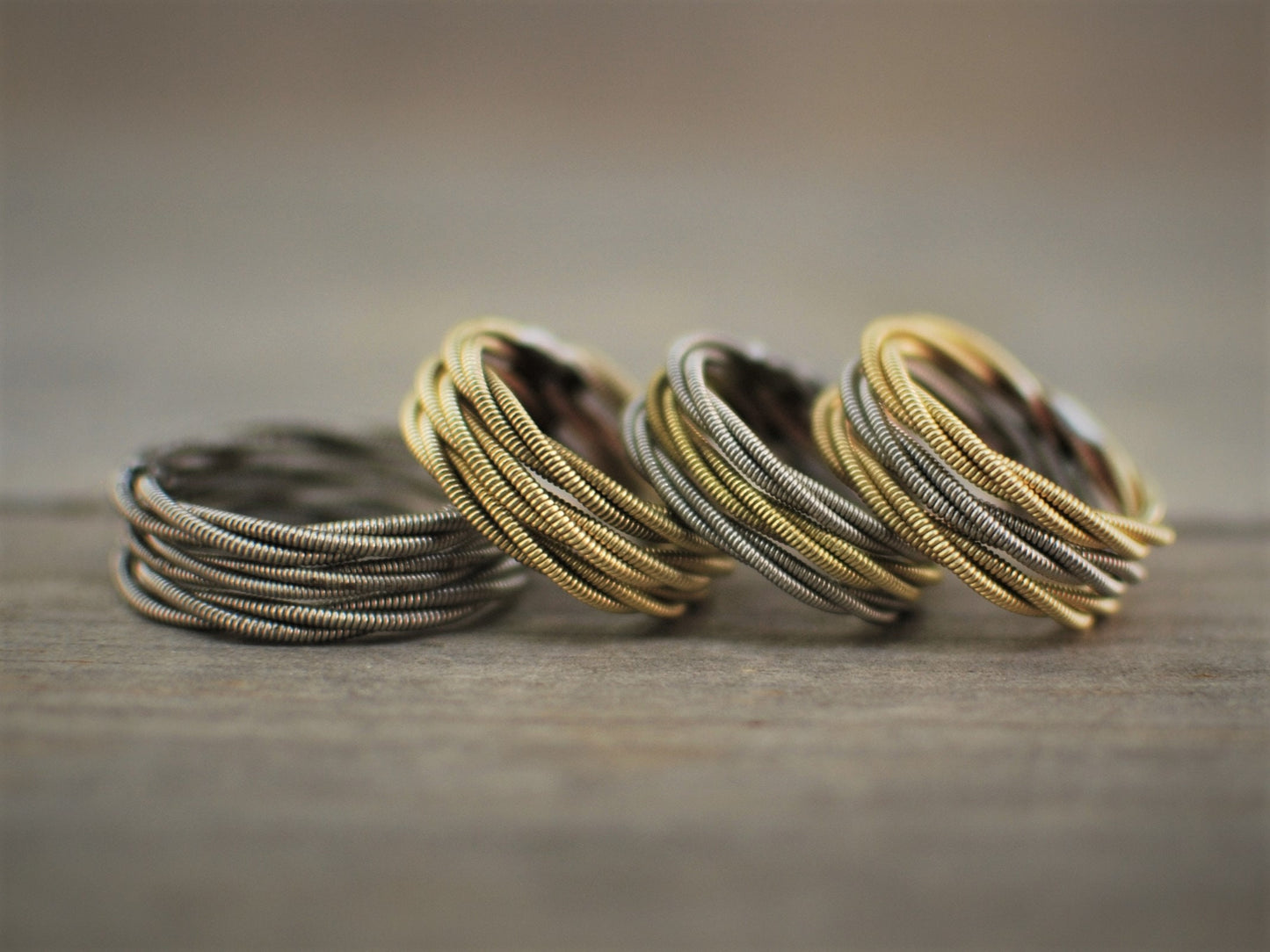 Stacked Guitar String Ring: Recycled Music Jewelry, Custom Size and Color Pattern Options