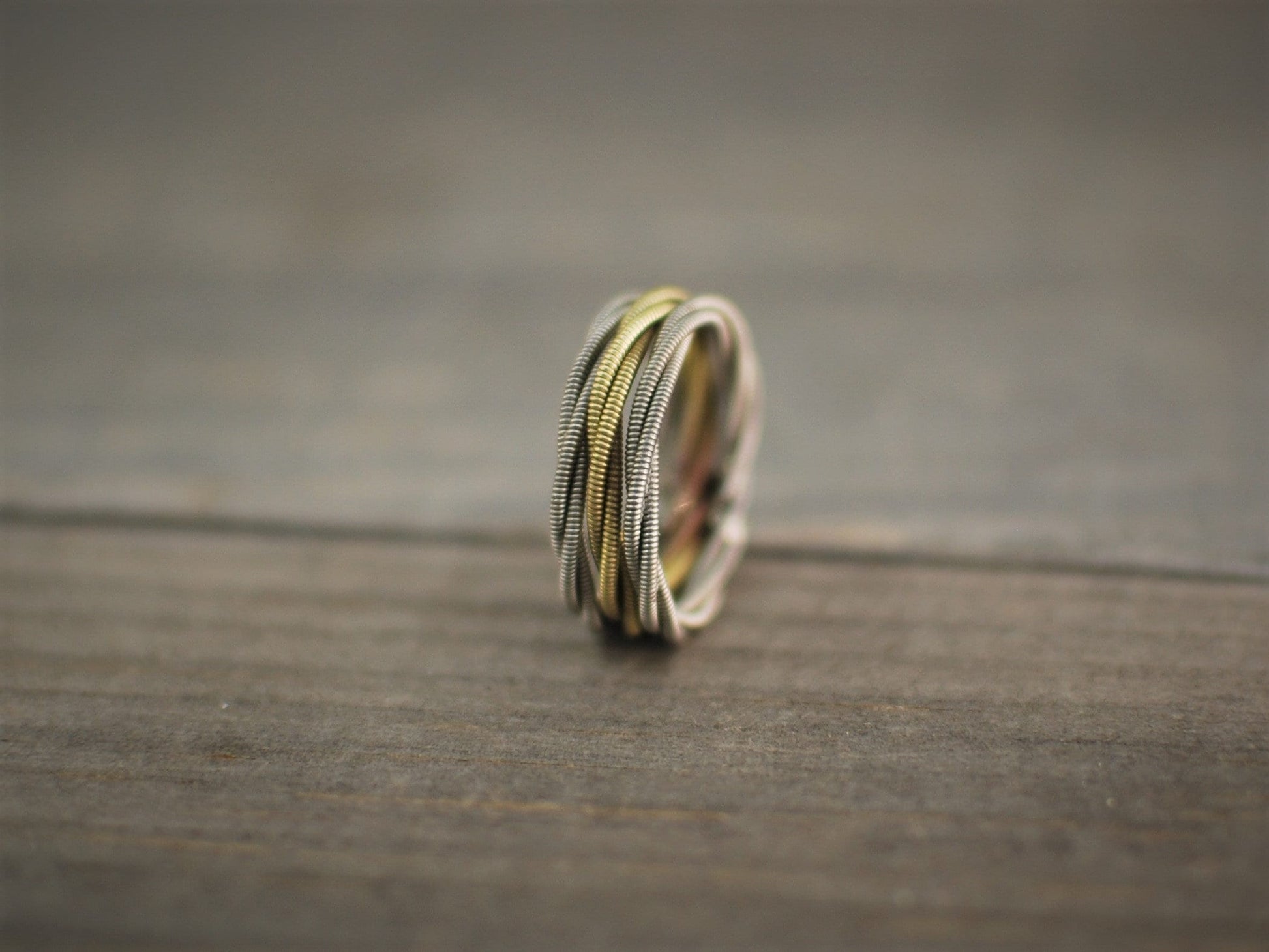 Stacked Guitar String Ring: Recycled Music Jewelry, Custom Size and Color Pattern Options