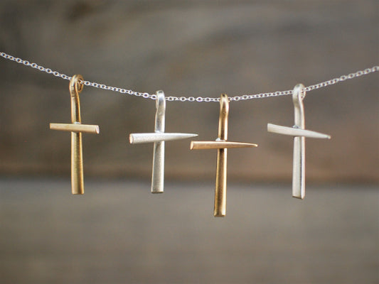 Upcycled Fork Tine Cross Pendant: Christian Necklace
