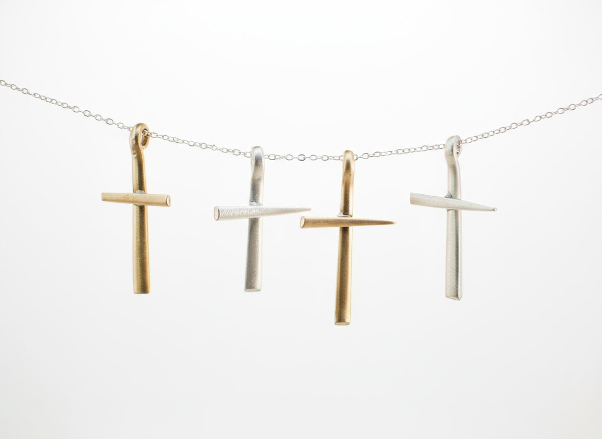 Upcycled Fork Tine Cross Pendant: Christian Necklace
