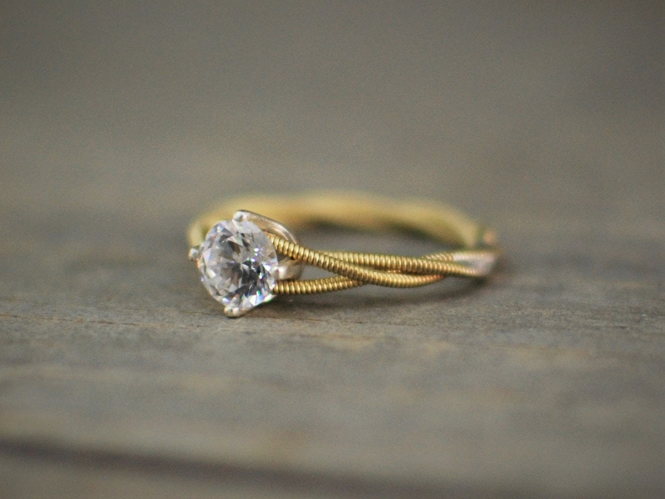Gold Guitar String Engagement Ring: Recycled Musician Jewelry