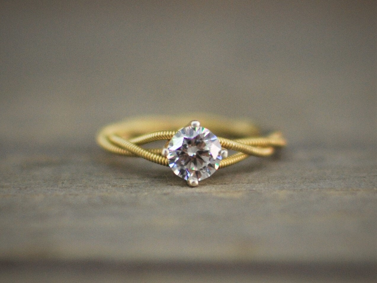 Gold Guitar String Engagement Ring: Recycled Musician Jewelry